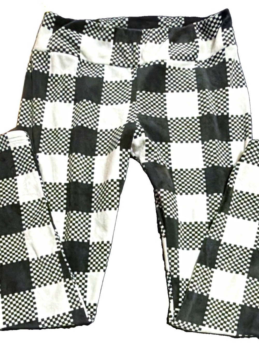 Juniors Thick Black & White Checkerboard Leggings Size XL